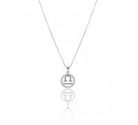 Ataria Collar para mujer, plata de ley 925 rodiada, con circonitas brillantes, elegante colgante con signo del zodiaco, 50, Plata esterlina, Circonia cúbica