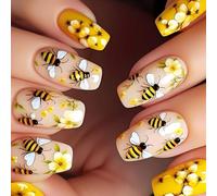 Ataúd de flores artificiales de acrílico floral para manicura, 24 unidades, accesorios para mujer
