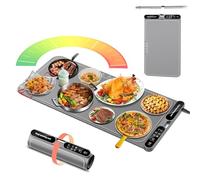 ATAUSD - Alfombrilla de calefacción de alimentos extra grande, bandeja de calefacción eléctrica, alfombrilla de silicona de 15 x 31.5 pulgadas con 7 niveles de temperatura ajustables y 8 horas