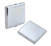 ATAVSADN Pitilleras para Cigarrillos, 2 Pcs Pitillera para 20 Cigarrillos, Pitillera De Metal Portátil para Hombre Y MujerSilver,One Size