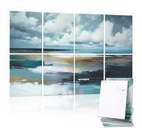 AtawLege Paquete de 8 paneles acústicos artísticos, 48 x 32 pulgadas, paneles de pared autoadhesivos insonorizados, panel decorativo de absorción de sonido, tratamiento acústico para estudio, hogar,