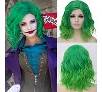 ATAYOU® Short Curly Ombre Sintético Cosplay Bob Pelucas Para Mujer Disfraz Con 1 Gorra De Peluca Gratis (Verde A Verde Claro)