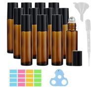 ATB-Foger 12 botellas de cristal enrollables de 10 ml para aceites esenciales, color marrón, botellas enrollables para aceites esenciales, lociones, perfumes, masajes