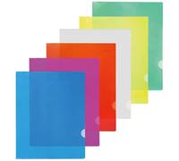 ATB-Foger 24 carpetas de plástico transparente de colores A4, fundas de plástico, fundas de papel, 6 colores, carpeta protectora para oficina, escuela, trabajo, informe, presentación, proyecto,