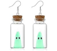 ATB-Foger Pendientes de fantasma, diseño de botella de cristal que brilla en la oscuridad, para mujeres y niñas, bonitos dibujos animados de resina con estrella fantasma