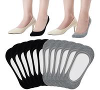 ATBITER Calcetines planos para mujer, 4 a 8 pares antideslizantes, invisibles, de corte ultra bajo, calcetines para mocasines y barcos, 8 pares, 4 negros y 4 nude, 9-11