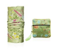 ATBUSS 1 Bolsa De Almacenamiento De Joyas Y 1 Bolsa Pequeña con Cremallera, Bolsa Enrollable De Viaje, Bolsa De Joyería Portátil, Bolsa De Pulsera De Anillo De Collar, Bolsa Retro Plegable.