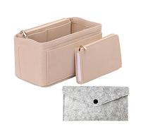 ATBUSS 1 bolsa de fieltro con 1 monedero de fieltro, organizador de bolsos, bolsa de cosméticos extraíble, bolsa de cosméticos con cremallera, para mujer (beige)
