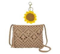 ATBUSS 1 Bolso De Borla Tejida, 1 Cole De Girasol, Bolso De Viaje De Playa, Bolso De Hombro Simple Hecho A Mano, Bolsa De Almacenamiento De Viaje De Playa, Decoración De Mochila Para Llaves.