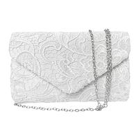 ATBUSS 1 bolso de encaje, bolso de mano multifuncional, bolso de sobre, bolso de mensajero, bolsa de hombro desmontable, bolso de flores de encaje, adecuado para cenas, recepciones (blanco), Blanco