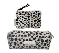 ATBUSS 1 Estuche De Lápices De Pana De Leopardo, 1 Monedero Con Estampado De Leopardo, Bolsa De Papelería Simple De Gran Capacidad, Mini Estuche Portátil Para Tarjetas.