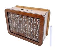 ATBUSS 1 hucha reutilizable con 1 marcador blanco, caja de almacenamiento con objetivos de ahorro, números marcados en hucha de madera, bote de almacenamiento (1.000 )