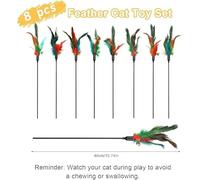 ATBUSS 10 Piezas De Palitos Divertidos para Gatos con Plumas, 6 Piezas De Insectos Divertidos para Gatos, Adecuados para Deportes De Animales Y Juegos Interactivos.