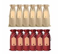ATBUSS 12 bolsas para botellas de vino tinto con 12 colgantes de piel de vaca de hilo, bolsas de vino reutilizables con cordón, bolsas de regalo a prueba de polvo para Navidad, San Valentín, vino,