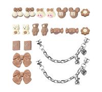 ATBUSS 18 Piezas De Flores Para Zapatos Con Agujeros De Oso Caqui, 2 Piezas De Cadenas Para Zapatos De Oso, Accesorios Para Zapatos Con Agujeros De Dibujos Animados, Flores Para Zapatos Desmontables.