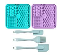 ATBUSS 2 Almohadillas Anti-Asfixia para Alimentos Lentos, Raspador De Crema De 3 Piezas, Almohadillas De Silicona para Alimentos Lentos para Mascotas, Almohadillas Anti-Fugas De Campana con Ventosas