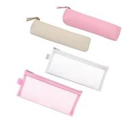 ATBUSS 2 Estuches de Piel Con 2 Bolsillos para Artículos de Papelería, Educativos Portátiles, Delgados, Bolsa de Almacenamiento para Niños y Niñas (Rosa)