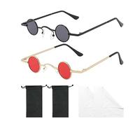 ATBUSS 2 gafas redondas, con 2 bolsillos de almacenamiento y 2 paños para gafas, gafas de sol mini punk, gafas de sol retro personalizadas, accesorios a juego de moda, adecuados para fotografía,