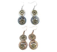 ATBUSS 2 Pares De Aretes De Engranajes De Onda De Vapor, Aretes De Aleación Retro, Aretes con Patrón De Engranajes, Regalos para Mujeres, Accesorios De Fiesta.