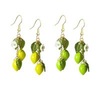 ATBUSS 2 Pares De Aretes De Limón, Color Resina Brillante, Ligeros, Frescos Y Dulces De Usar, Adecuados para Fiestas De Mujeres Y Uso Diario En Vacaciones (Amarillo, Verde).