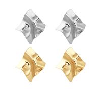 ATBUSS 2 Pares De Pendientes Cuadrados Irregulares, Pendientes Geométricos Exagerados, Pendientes De Metal, Pendientes De Moda, Pendientes Coles (Oro, Plata).