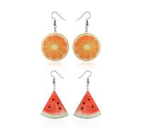 ATBUSS 2 Pares De Pendientes De Naranja Y Sandía, Divertidos Accesorios De Frutas, Pendientes De Mujer, Adecuados para Fiestas, Actuaciones Y Sesiones De Fotos.
