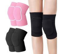 ATBUSS 2 pares de rodilleras de espuma para deporte y baile, esponja engrosada, atadura elástica, protección para las rodillas, accesorio diario para deportistas (rosa, negro)