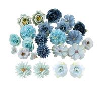 ATBUSS 24 flores azules simuladas para decoración del hogar, juego de flores artificiales, decoración de bodas, arreglos de sentidos, adecuado para bodas, fiestas de San Valentín.