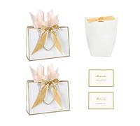 ATBUSS 3 bolsas de regalo con papel decorativo 4 y 2 tarjetas, exquisita bolsa de regalo de papel con asa, bolsas de regalo para regalos, adecuadas para envolver regalos (blanco dorado)