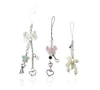 ATBUSS 3 Coles De Lazo, Cadena De Teléfono Móvil con Corazón De Niña Dulce, Cole De Llave Simple Y Versátil, Lindos Accesorios para Coles De Bolsos.