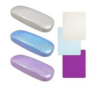 ATBUSS 3 fundas de gafas con purpurina, con 3 paños de gafas, caja de almacenamiento antiestrés, funda protectora simple, herramienta de almacenamiento portátil de gafas, funda rígida de poliuretano,