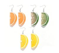 ATBUSS 3 Pares De Aretes De Pétalos De Naranja, Aretes De Frutas Tridimensionales 3D, Complementos De Verano Frescos Y Personalizados, Complementos Estilo Vacaciones Junto Al Mar.