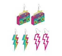 ATBUSS 3 Pares De Pendientes, Pendientes con Elementos Musicales En Contraste, Accesorios De Fiesta Retro, Adecuados para Looks De Festivales De Música.