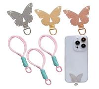 ATBUSS 3 Piezas De Parche De Cordón para Teléfono Móvil Y 3 Cuerdas Cortas para Teléfono Móvil, Hebilla De Cadena para Teléfono Móvil En Forma De Mariposa, Accesorios Coles para Teléfono Móvil.