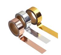 ATBUSS 3 rollos de cinta de papel de lámina dorada, cinta decorativa para manualidades, cinta decorativa de papel de aluminio autoadhesiva, para envolver regalos, álbumes de recortes, sobres, diario