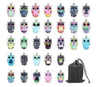 ATBUSS 31 colgantes de búho con 1 bolsa de almacenamiento, joyería de bricolaje, adecuada para pulseras, tobilleras, collares, joyas, colgantes para bolsos, fabricación de marcas de mascotas, Acero