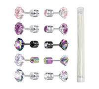 ATBUSS 5 Pares De Aretes De Diamantes Y 60 Líneas De Limpieza De Orejas Perforadas, Aretes De Columna con Patrón Geométrico, Accesorios Brillantes De Dos Cabezas, Joyas Unisex.