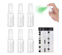 ATBUSS 6 botellas pulverizadoras de 20 ml con 1 hoja adhesiva, mini botella de spray de plástico, botella de spray portátil de viaje, pulverizador de líquido recargable para loción, perfume y otros