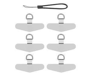 ATBUSS 6 Parches Triangulares para Teléfonos Móviles Y 1 Cordón De Silicona Negro, Junta Ultrafina De Acero Inoxidable, Cuerda Antipérdida con Patrón De Giro Corto, Accesorios para Teléfonos Móviles.