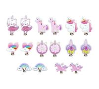 ATBUSS 8 Pares De Pinzas para Las Orejas De Caballo Arcoíris para Niños, Lindas Sin Pinzas Perforadas para Las Orejas, Regalos De Fiesta para Hijas.