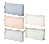 ATBUSS Bolsa De Cosméticos De Malla De 5 Piezas, Bolsa De Almacenamiento para Brochas De Maquillaje, Estuche para Lápices con Cremallera Transparente, Bolsa De Almacenamiento Pequeña.