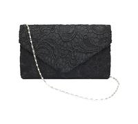 ATBUSS - Bolsa de encaje para mujer, 1 funda de satén, bolsa de encaje floral, bolsa de hombro con envoltura de encaje, bolsa de noche, Negro , 22*13*5 cm