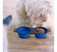 ATBUSS Cuenco Doble Plegable De 1 Pieza con Hebilla Cole Y Cepillo para Cuenco De 1 Pieza, Vajilla Práctica Y Portátil para Mascotas, Escenas De Viaje.