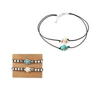 ATBUSS Juego de 1 collares de tortuga con 2 pulseras de tortuga, pulsera trenzada ajustable, juego de joyas para parejas y amigos, talla única