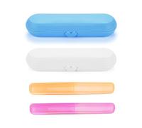 ATBUSS - Juego de 4 organizadores de cepillo de dientes de viaje - Estuche de almacenamiento para cepillo de dientes eléctrico - Reutilizable - para viaje (2 estilos), 1 azul, 1 x blanco, 21 x 7 x 4,5