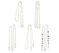 ATBUSS Juego de 5 cadenas para gafas de sol, perlas vintage, cadenas de gafas de perlas, cadenas antideslizantes para gafas, accesorios para gafas de sol, gafas de lectura, gafas