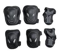 ATBUSS Juego de 6 protectores para niños, rodilleras, coderas para patinaje, patinaje, ciclismo, color negro