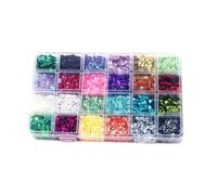 ATBUSS Lentejuelas grandes de 200 g, lentejuelas redondas bordadas de 5 mm, de PVC con agujeros, adecuadas para manualidades, ropa, joyas (24 colores)