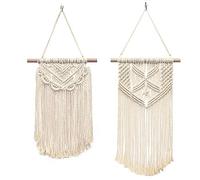 ATBUSS - Tapices de pared de estilo bohemio para colgar en la pared con encaje con pompones para decoración de pared tejida, pequeño tapiz tejido artificial, decoración de hogar bohemia chic