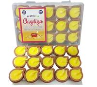 ATCUSA Nitya Poojan Clay Diya | Mitti Diya relleno de mantequilla clarificada Ghee | Tiempo de combustión de hasta 30 minutos | Diya hecho a mano sin cera para festivales Pooja y rituales religiosos |